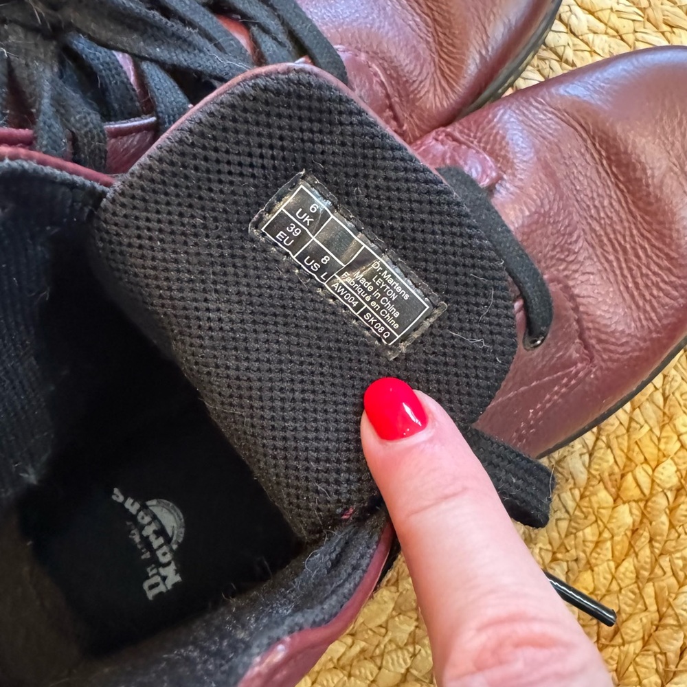 Dr. Martens Burgundy Leather Boots - Picture 3 of 4